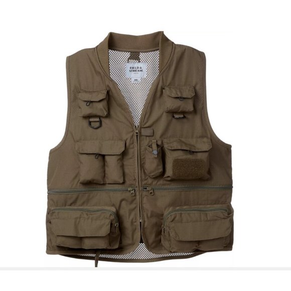 Field & Stream‎ Men's L Fishing Vest 10 Pockets Tarmac Green Mesh, NWT - Picture 1 of 4